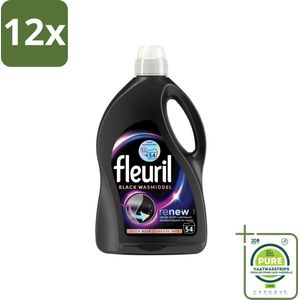 Fleuril - Wasmiddel - Renew Zwart Vloeibaar Wasmiddel - Zwarte Was - 54 wasbeurten - Voordeelverpakking - 12 stuks - Wasmiddel zwart - Wasmiddel donkere kleding