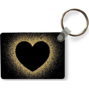 Sleutelhanger - Gouden hart op een zwarte achtergrond - Uitdeelcadeautjes - Plastic