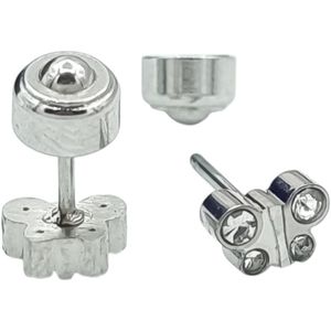 Mini vlinder oorknopjes voor meisje - Transparante CZ steentjes - Hypoallergeen, premium staal - Incl. garantie & luxe verpakking