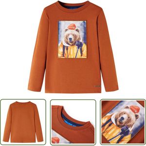 vidaXL Meisjeskleding - Kinderkleding - Kindershirt met lange mouwen 92 oranjebruin - Jongenskleding - Langmouwshirts - Babykleding