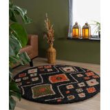 Rond hoogpolig vloerkleed bohemian Artisan - antraciet/multi 300 cm rond