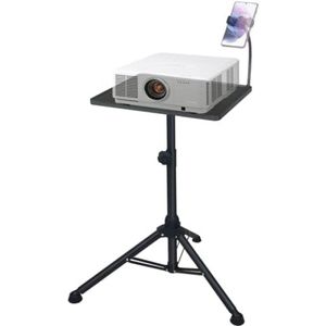 Verstelbare Projectorstandaard met Grote Lade - Ondersteuning voor Laptop, Projector, DJ-apparatuur - 15.5 inch (L) x 11.5 inch (B) - Hoogte 24 tot 40 inch - Draagvermogen 120 pond - Zwart