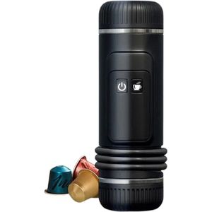 Luvlea draagbare koffiemolen – draagbare koffiemachine – Espressomachine – Reis koffiezetautomaat – Nespresso pods – Zwart – Oplaadbare batterij – 12/24V