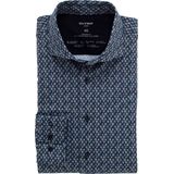 OLYMP Luxor 24/7 modern fit overhemd - mouwlengte 7 - tricot - marineblauw dessin - Strijkvriendelijk - Boordmaat: 46