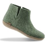 Glerups - Hoge Wollen Sloffen - Mos Groen - Leren Zool