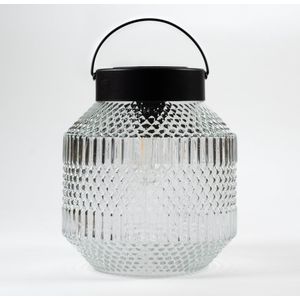 Anna Collection Tuin lantaarn Julia - Solar - zwart/transparant - D16 x H16 cm - LED buitenverlichting