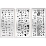 Born Pretty - Stempelplaat - 3 Stuks - Nagel Stempelplaat - Nagelversiering