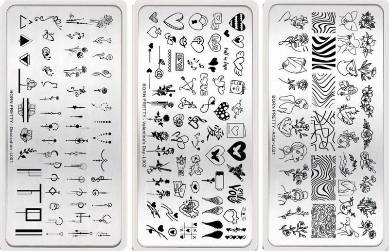 Born Pretty - Stempelplaat - 3 Stuks - Nagel Stempelplaat - Nagelversiering