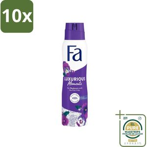 10 x Fa - Luxurious Moments - Deodorant Spray - Roze Viooltjes - 150 ml - Grootverpakking - Deodorant Spray - Anti Vlekken - Roze Viooltjes - Geur - Huidvriendelijk