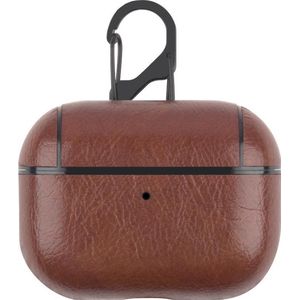 AirPods hoesje van By Qubix - AirPods Pro lederen hoesje Pro Leather series - Met bevestigingsclip - Donker bruin