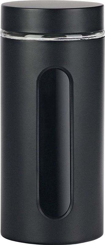 Voorraadpot venster zwart mat 10x10x22,5cm 1200ml glas