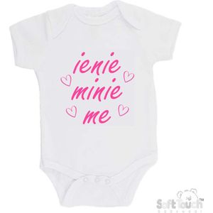 100% Katoenen Romper ""Ienie minie me"" Meisjes Katoen Wit/roze Maat 62/68