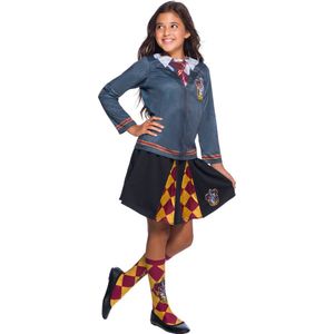 Rubies - Harry Potter Kostuum - Gryffindor Kostuum Top Kind - Rood, Geel, Grijs - Maat 128 - Carnavalskleding - Verkleedkleding