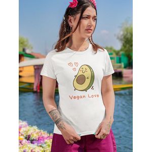 Shirt - Vegan love - Wurban Wear | Grappig shirt | Leuk cadeau | Unisex tshirt | Vegan | Afvallen | Dieren | Sport | Fitness | Gezond | Duurzaam | Vegan kleding | Wit