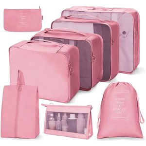 Inpakbussen 8 stuks reisorganizer inpaktassen - Waterdicht - Roze