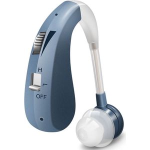 TechUâ„¢ Oplaadbaar Hoortoestel â€“ Draadloos Gehoorapparaat voor Achter Het Oor (AHO) â€“ Helder Geluid â€“ Comfortabel & Lichtgewicht â€“ Blauw