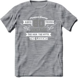 80 Jaar Legend T-Shirt | Zilver - Wit | Grappig Verjaardag en Feest Cadeau | Dames - Heren - Unisex | Kleding Kado | - Donker Grijs - Gemaleerd - XXL