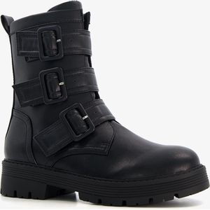 Blue Box dames biker boots met gespen - Zwart - Maat 40