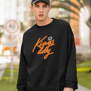 Zwarte Koningsdag Trui Kingsday 2 Kleuren - Maat XXL - Uniseks Pasvorm - Oranje Feestkleding