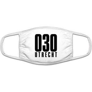 Utrecht 030 mondkapje | gezichtsmasker | bescherming | bedrukt | logo | Wit mondmasker van katoen, uitwasbaar & herbruikbaar. Geschikt voor OV