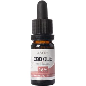 Renova CBD olie 16% 10ml - 1667mg CBD - 225 druppels - cannabidiol - cbd oil - wietolie - hennepolie - cannabis olie - 0,0% THC olie