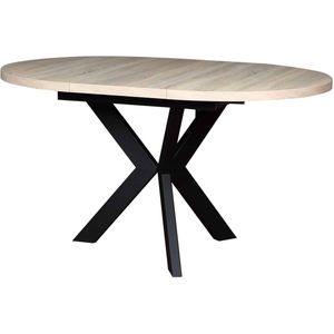 Uitschuifbare Eettafel – Ø100-138 cm – Sonoma Eiken – Industriële Eettafel 4 Personen – Eetkamertafel Rond Uitschuifbaar – Hout met Fineer & Metaal – Kleine Ronde Tafel voor Woonkamer of Keuken