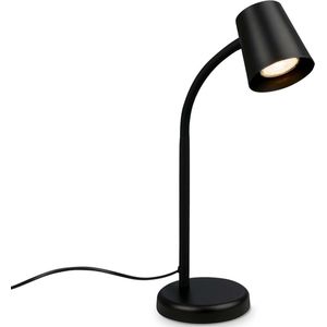 BRILONER - SKRIVA - Bedlamp, bureaulamp draaibaar, tafellamp GU10 voor thuiskantoor met snoerschakelaar, leeslamp, zwart