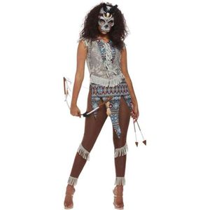 Smiffy's - Indiaan Kostuum - Native American Indiaan - Vrouw - Blauw, Bruin, Grijs - Small - Halloween - Verkleedkleding