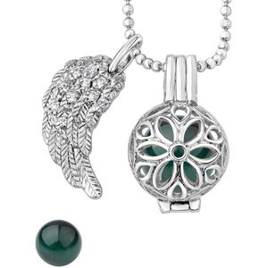 Quiges Engelenroeper 12mm Bolhouder met Ketting 70cm en Bolletje - Dames - Zilverkleurig Bloem - EBS12026