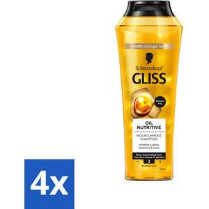 Gliss - Shampoo - Oil Nutritive - Voor Voedend en Zijdezacht Haar - 250 ml - Voordeelverpakking - 4 stuks