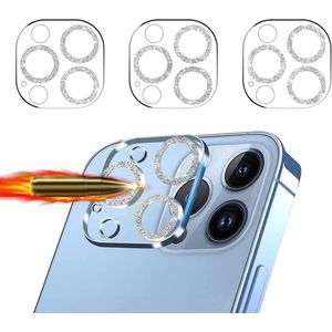 JGS Premium - Camera-beschermglas voor iPhone 12 Pro - 3 stuks - Krasbestendig - 9H Hardheid - Stereoscopische Lensfolie - HD - Volledige Camerabescherming - Glinsterend Zilver