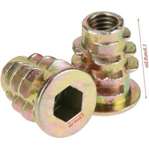 Inschroefmoeren 50 Stuks M5 * 13mm - Zinklegering - Hex Drive - Meubelmoeren voor Hout Insert - Schroefdraad Moeren Houtbewerking .
