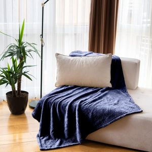Knuffeldeken, Pluizige Deken, Flanellen Fleecedeken, Warme Wollen Deken, Zachte Bankdeken, Hoogwaardige Bankdeken, Deken Woondeken, Softy, Marineblauw, 120x170 cm