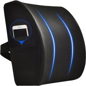 Authmic Ergonomisch Traagschuim Lendenkussen – Memory Foam Rugkussen voor Bureaustoel, Auto & Bed – Ondersteuning bij Rugpijn