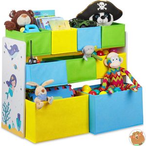 kinderkast - 9 stoffen manden - zeemeermin - 66 x 82,5 x 29,5 cm - speelgoedkast