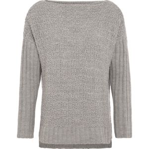 Knit Factory Nicky Gebreide Poncho - Met sjaal kraag - Dames Poncho - Gebreide mantel - Bruine winter poncho - Iced Clay - One Size