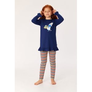 Woody pyjama meisjes/dames - donkerblauw - schaap - 222-1-TUL-S/869 - maat 128