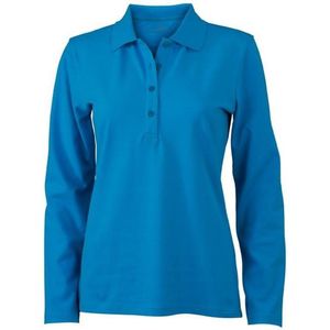 James and Nicholson Vrouwen/dames Elastische Polo met lange mouwen (Turquoise)
