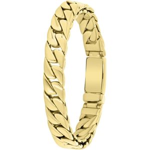 Lucardi Heren Goldplated armband gourmet - Staal - Armband - Cadeau - Vaderdag - 22 cm - Goudkleurig