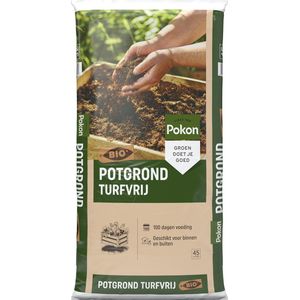Pokon Bio Turfvrije Potgrond - 45l - Potgrond universeel - 100 dagen voeding - Potgrond voor binnen en buiten