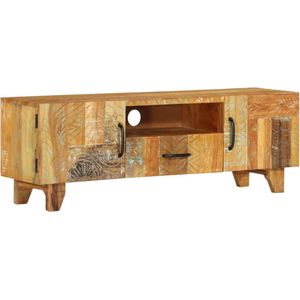 The Living Store Vintage Massief Gerecycled Houten Tv-Meubel - 120x30x40 cm - 2 deuren - 1 lade en 1 vak