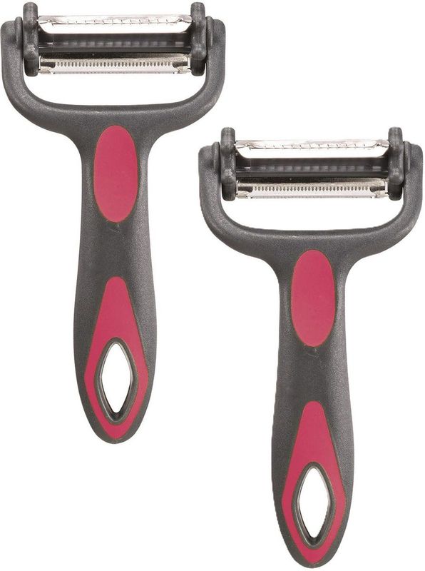 Cook Concept - Dunschiller Profi - Grijs/Roze - Kunststof - 15 cm - Aardappelschiller met 3 Mesjes