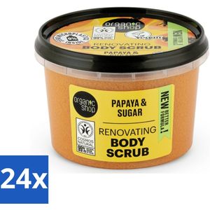 24 x Organic Shop - Body Scrub Papaya - Exfoliërend en Hydraterend - 250 ml - Lichaams Scrub - Papaja Scrub - Exfoliërende Scrub - Hydraterende Scrub - Organische Scrub