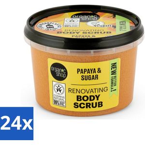 24 x Organic Shop - Body Scrub Papaya - Exfoliërend en Hydraterend - 250 ml - Lichaams Scrub - Papaja Scrub - Exfoliërende Scrub - Hydraterende Scrub - Organische Scrub