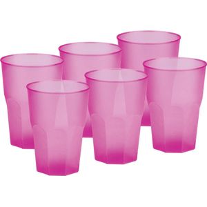 Santex drinkglazen frosted - fuchsia roze - 36x - 420 ml - onbreekbaar kunststof - Cocktailglazen