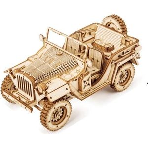 Robotime – 3D houten Jeep – Houten modelbouw – Bouwpakket – Voor kinderen & volwassenen – Modelbouwpakket – Miniatuur