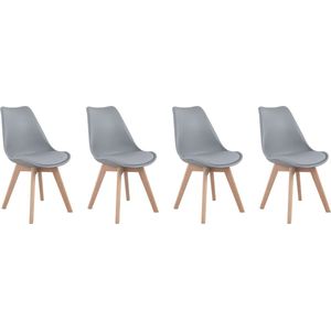 Set van 4 grijze NORA Scandinavische stoelen met kussen