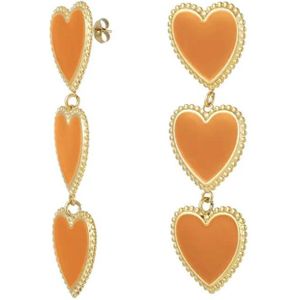 Falling hearts oranje oorbellen - fanciy.nl - 18K - gold plated - waterproof - nikkel vrij - koningsdag - goud - gold - party - feest - oranje - oorbellen - earrings - hearts - heart -hartjes - hart - hartje - statement - groot - grote oorbellen