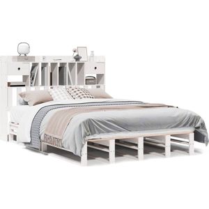 vidaXL - Bed - met - boekenkast - zonder - matras - grenenhout - witx190 - cm