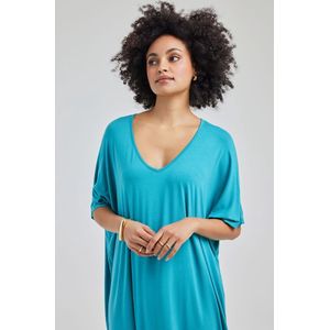 DIDI Dames Long loose dress Elena in Dark turquoise maat 38
